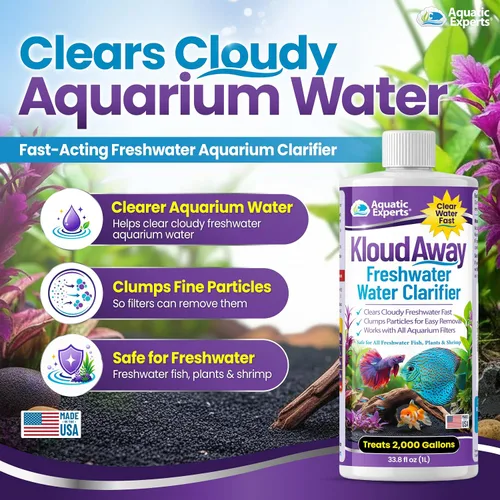 Vista 2 de KloudAway Aquarium Water Clarifier – Clears Cloudy Water in Freshwater Fish Tanks, 1 Liter, Made in USA, Aquatic Experts