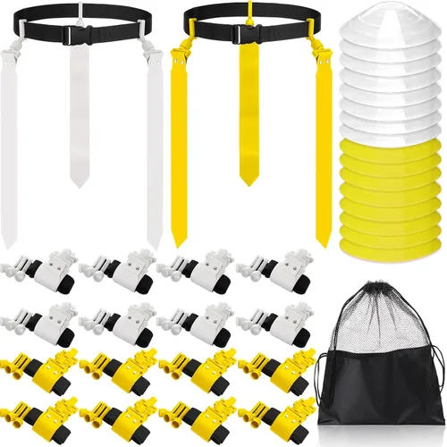 Vista 8 de Wettarn Cinturones de fútbol con bandera, ajustable, con bolsa de conos, para jóvenes, adultos, niños, equipo de entrenamiento de equipo deportivo