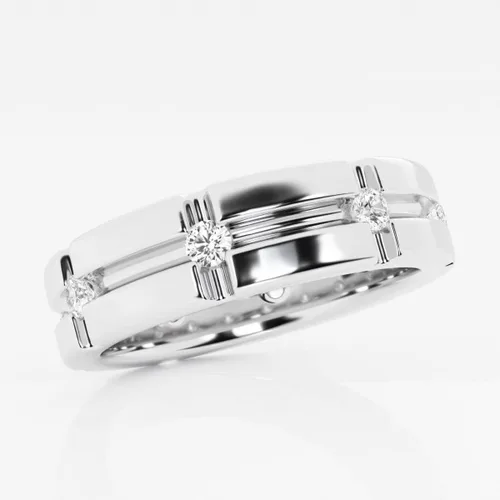 Vista 2 de 12 ctw redondo laboratorio cultivado diamante anillo de boda de los hombres en oro de 14k