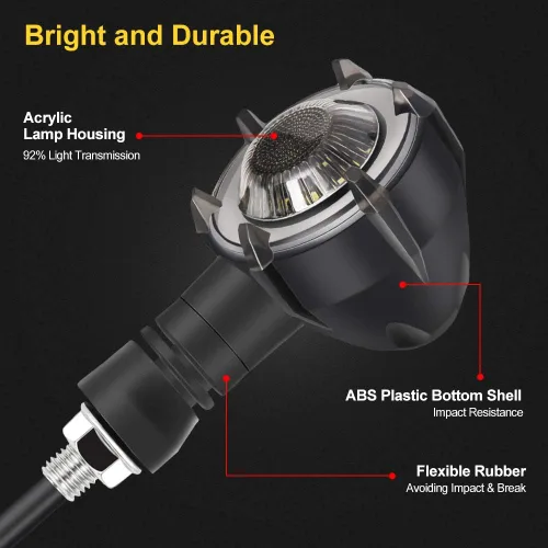 Vista 3 de surpassme 2 luces indicadoras LED de luz intermitente blanca y secuencia ámbar para motocicleta, luces de circulación diurna DRL Switchback Glow