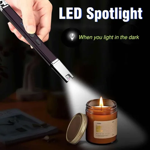 Vista 2 de Jaerdhs Encendedor de velas sin llama, encendedor eléctrico USB recargable, encendedor largo ARC para vela, encendedor resistente al viento, regalo