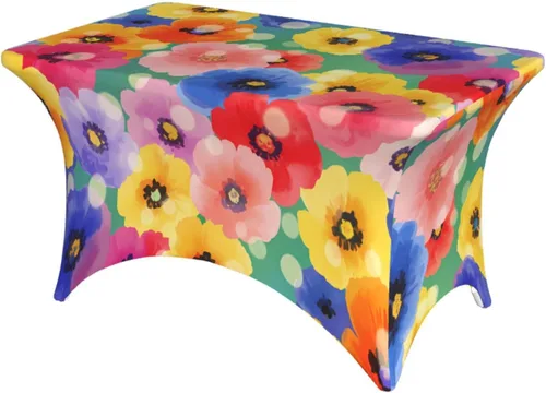 Vista 32 de Mantel rectangular ajustable de elastano elástico con estrellas patrióticas americanas de 4 pies, protector de mesa para fiestas, eventos