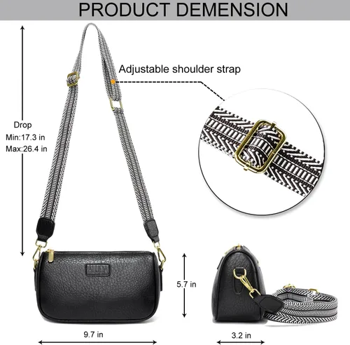Vista 5 de Bolso cruzado pequeño para mujer, con correa ancha, diseño moderno, bolso cruzado y bolso con cremallera superior