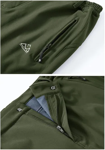 Vista 7 de Rdruko Pantalones de nieve de invierno para hombre, impermeables, aislados, de vellón, para esquí, snowboard