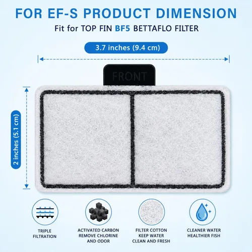 Vista 2 de Hedday Paquete de 8 cartuchos de filtro compatibles con Top Fin EF-S Element, 8 paquetes de filtros de acuario para BF5 BETTAFLO, cartuchos