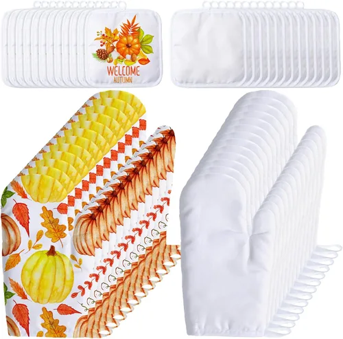 Vista 9 de Patelai Juego de 6 guantes de horno de sublimación en blanco, incluye guantes de horno resistentes al calor por sublimación en blanco y soportes