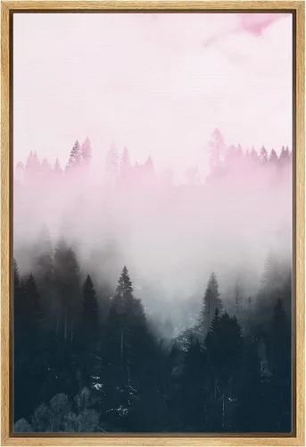 Vista 38 de SIGNWIN Framed Canvas Print Wall Art Neon Pink Mountain Range View Nature Wilderness Photography Modern Art Rustic Landscape Relax/Calm Multicolor