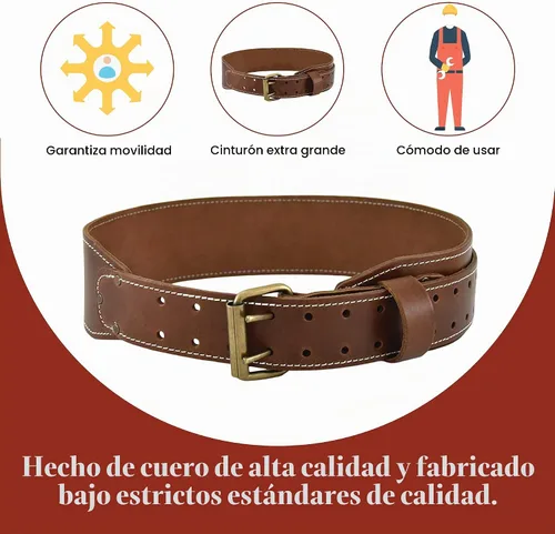 Vista 5 de Style n Craft - Cinturón de trabajo de cuero de grano completo extra largo de 3 pulgadas de ancho, cinturón duradero y resistente, color marrón