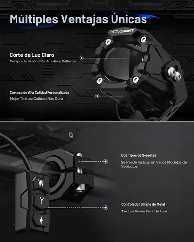 Vista 5 de NOVSIGHT Luces antiniebla de conducción LED todoterreno auxiliares de motocicleta de 2 pulgadas, par