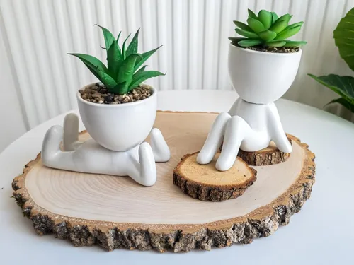 Vista 2 de Pequeña planta falsa decoración de oficina para mujer, decoración de escritorio, bonita decoración de oficina, decoración de plantas de oficina