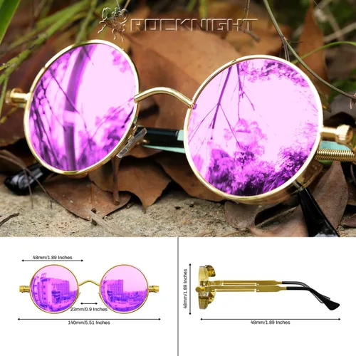 Vista 4 de ROCKNIGHT Gafas de sol redondas polarizadas con protección UV400 estilo steampunk gótico, unisex, para exteriores