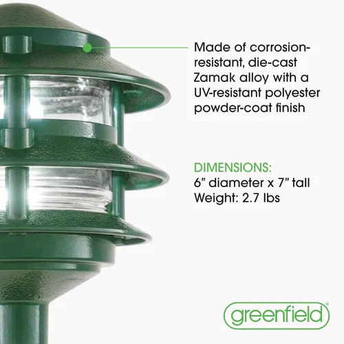 Vista 7 de Greenfield PL3TLEDG - Luz LED resistente a la intemperie de 3 niveles, fabricada en los Estados Unidos, color verde