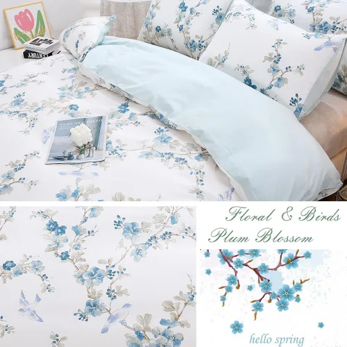 Vista 5 de URBONUR Funda de Edredón de Algodón Egipcio 100% Tamaño Twin 3 Piezas Juego de Fundas de Edredón Floral Juego de Fundas de Consolador Flores de Flor