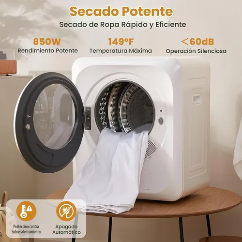 Vista 4 de Auertech - Secadora portátil de 1.5 pies cúbicos para lavandería, secadora compacta de ropa con tambor de acero inoxidable, secadora eléctrica
