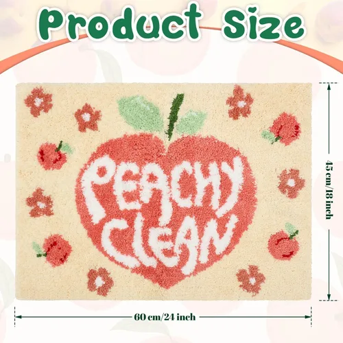 Vista 2 de Timgle Peachy Clean - Alfombra de baño de color durazno, antideslizante, suave, absorbente de agua, bonita, alfombra de baño estética, bonita
