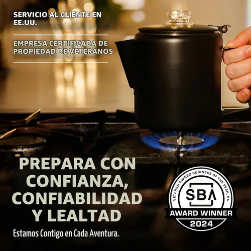 Vista 6 de COLETTI Bozeman Negra Cafetera Percoladora — Cafetera de Camping — La Cafetera Percoladora Más Elegante de América – SIN Aluminio ni Plástico