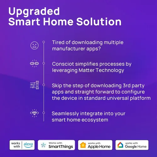 Vista 5 de Consciot Bombillas inteligentes, bombillas LED A19 E26 que cambian de color, WiFi y Bluetooth, certificado Matter, funciona con Alexa, Google Home