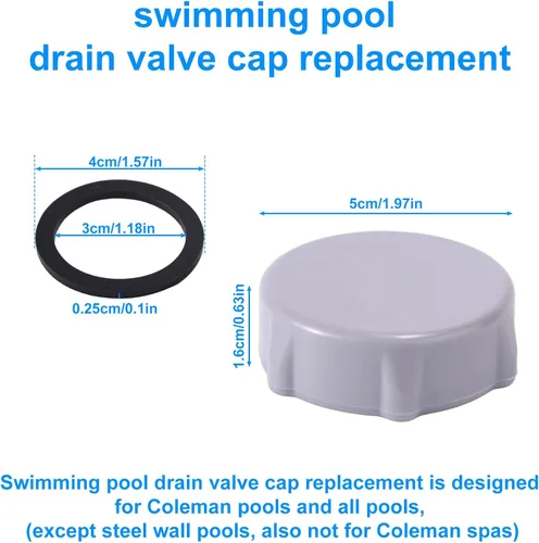 Vista 2 de 2 piezas de repuesto para piscina Coleman, tapa de válvula de drenaje y conector de manguera compatible con accesorios de piscina Coleman, piezas
