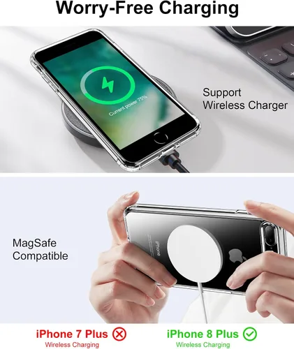 Vista 7 de HOOMIL Funda para iPhone 7 Plus/iPhone 8 Plus de 5.5 Pulgadas, sin amarillamiento, protección contra caídas, cubierta trasera dura transparente
