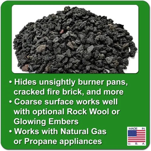 Vista 3 de Midwest Hearth gránulos de roca volcánica natural para chimeneas
