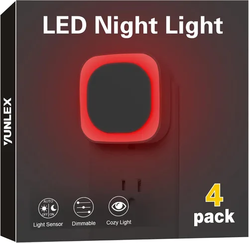 Vista 18 de YUNLEX Paquete de 4 luces nocturnas enchufables regulables, luz nocturna azul, sensor automático de atardecer a amanecer, luz nocturna LED, brillo