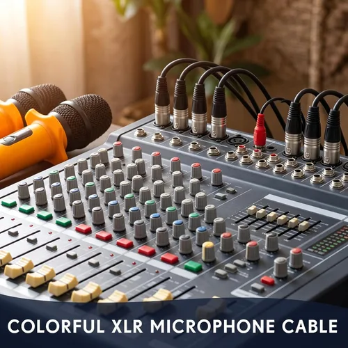 Vista 6 de Copkim Paquete de 10 cables XLR brillantes de 6 pies, 3 pines, cable de micrófono XLR equilibrado a macho a hembra para micrófono, mezclador