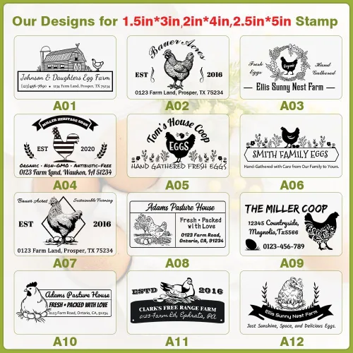 Vista 3 de Sellos personalizados de cartón de huevos frescos personalizados para huevos frescos de granja Sellos de goma de madera para etiquetado de envases