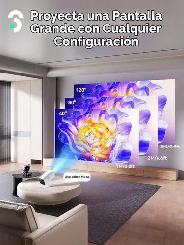 Vista 3 de SOOMFON Mini proyector 1080P Soporte – Proyector portátil de película de video pequeño Bluetooth 5.1 Auto Keystone enfoque eléctrico