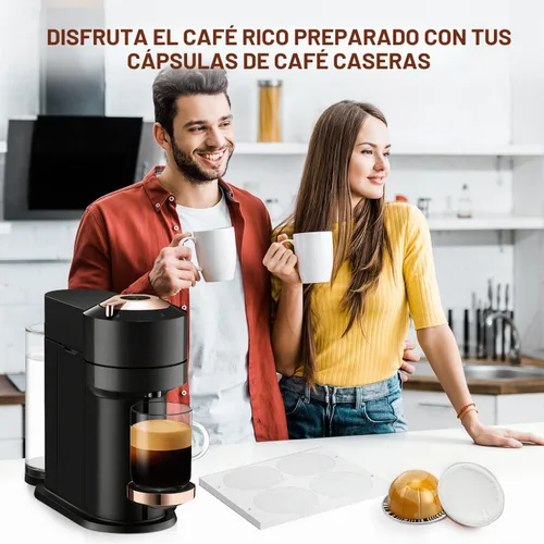 Vista 7 de Pro Mael 100 sellos de papel de aluminio para cápsulas reutilizables VertuoLine, tapas de sellado para cápsulas Nespresso VertuoLine recargables