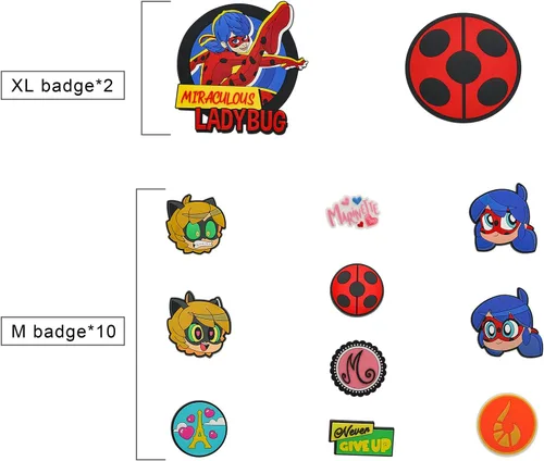 Vista 4 de Miraculous Ladybug - Pop n' Swop 12 insignias surtidas de mariquita y gato negro, insignias regulares y XXL, compatible con monederos Pop n' Swop