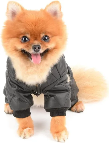 Vista 3 de SMALLLEE_LUCKY_STORE Abrigo de invierno acolchado para mascotas, traje de nieve con bolsillo y anillo en D para perros pequeños, gatos, impermeable