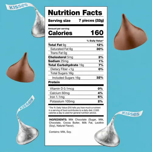 Vista 2 de Besos de chocolate con leche, caramelos plateados envueltos individualmente