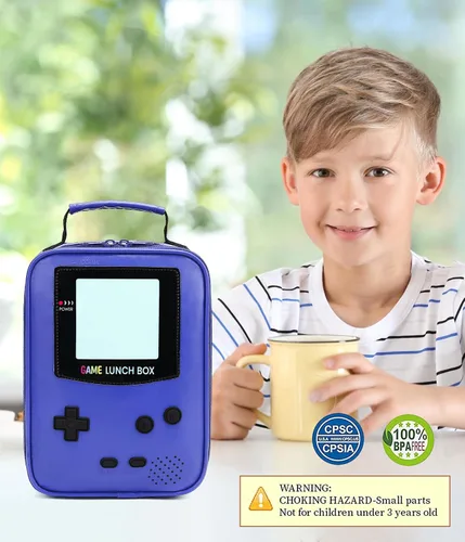 Vista 8 de Boys Lunch Box,Gamer Lunch Box for Boys Kids,Leather Insulated Lunch Bag for Kids,School Thermal Meal Cooler Lunch Boxes for Boy Kid