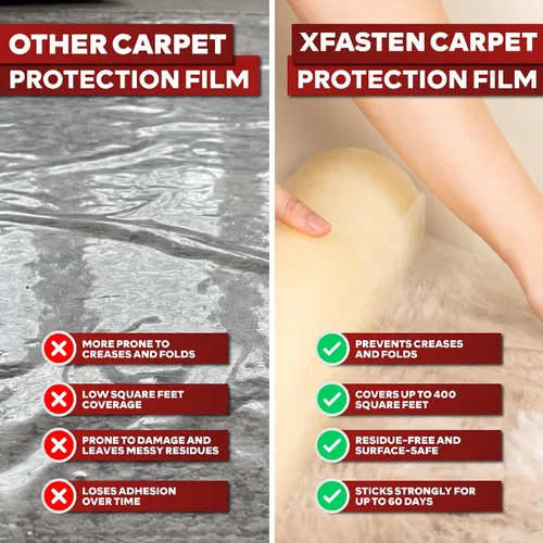 Vista 4 de XFasten - Película protectora para suelos de madera, 24.0 in x 164.0 ft, 3 mils, película protectora de plástico transparente para suelos de madera