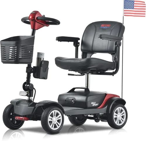 Vista 19 de Metro Mobility Scooter, scooter de movilidad de 4 ruedas para adultos/personas mayores, capacidad de 300 libras, con cargador y 2 baterías Negro