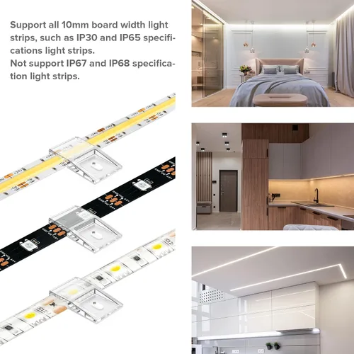 Vista 3 de Hysmigor - Clips de tira de luces transparentes, autoadhesivos con soporte de montaje de tornillos, 50 clips de fijación LED fuertes y tornillos