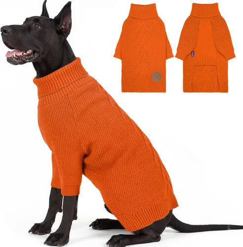 Vista 36 de cyeollo Suéter para perro pequeño, suéteres cálidos de cuello alto para perros pequeños, sudadera tejida para perrito con mangas, suéter de otoño e