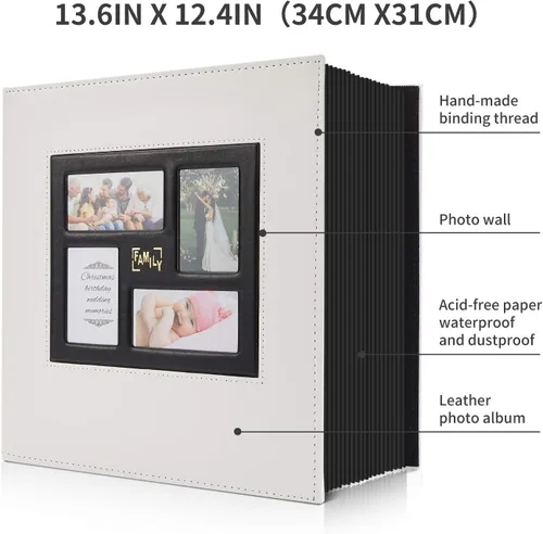Vista 2 de Álbum de fotos de 1000 bolsillos, de 4 x 6 in, capacidad extra grande para familias, álbumes de fotos de boda con capacidad para 1000 fotos