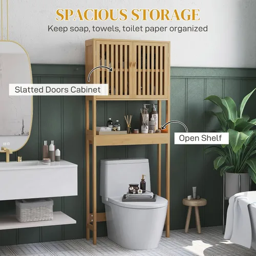 Vista 6 de Bamboo Over-the-Toilet Storage Cabinet with Adjustable Shelf, Natural