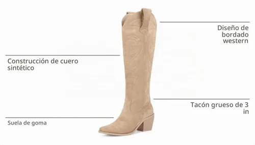 Vista 3 de wetkiss Botas vaqueras para mujer, hasta la rodilla, botas vaqueras para mujer, con diamantes de imitación, cómodas, a la moda, altas y brillantes