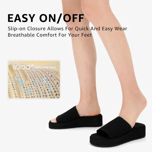 Vista 8 de STQ Sandalias de plataforma para mujer, bonitas sandalias gruesas con espuma viscoelástica cómoda