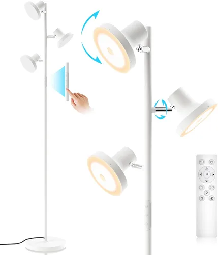 Vista 10 de SIBRILLE Lámpara de pie LED de árbol de 36W, lámpara de pie ajustable moderna con control remoto y táctil, 4 temperaturas de color, 3 lámparas