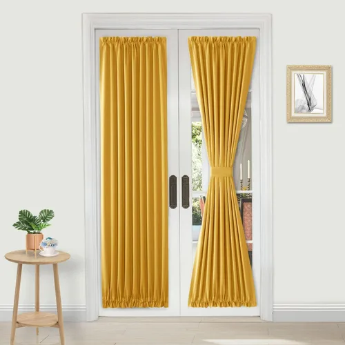Vista 139 de DWCN Cortinas para Puertas Francesas – Cortinas opacas térmicas con bolsillo para barra para puertas con ventana de cristal, puertas de cocina