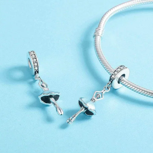 Vista 4 de Abalorio de plata de ley 925 con diseño de corazón para pulsera Pandora