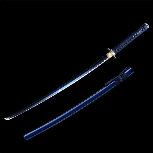 Vista 2 de Estilo Monte Fuji 2.21IB 101 cm Espada Samurai Katana Japonesa Real de Acero de Primavera 1065 Hoja con Hamon Artificial, Tang Completo y Tsuba