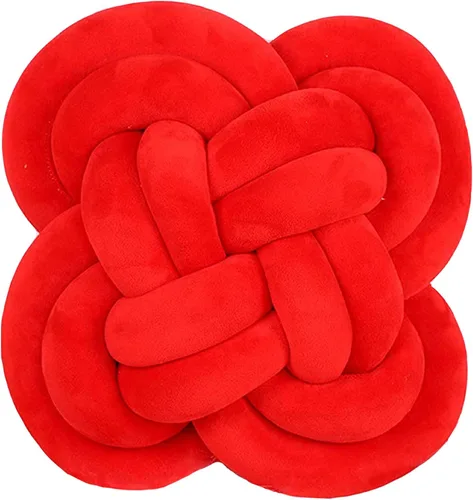 Vista 13 de Cyprinus Carpio Almohada creativa con nudo de bola de rosa, cojín de flor para sofá, almohada lumbar, decoración (rosa-C)