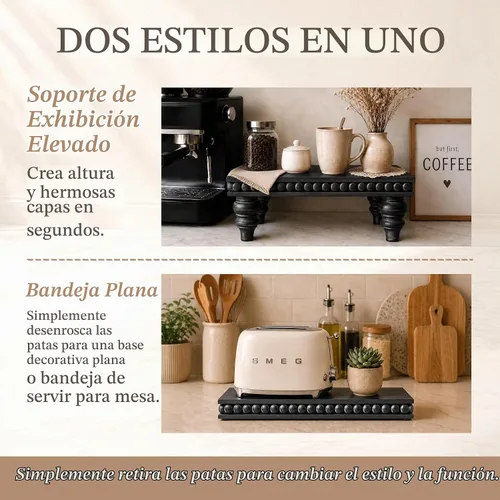 Vista 4 de Felt Creative Home Goods Elevadores decorativos de madera para decoración Soporte de bandeja escalonada Soporte elevador de cuentas de granja