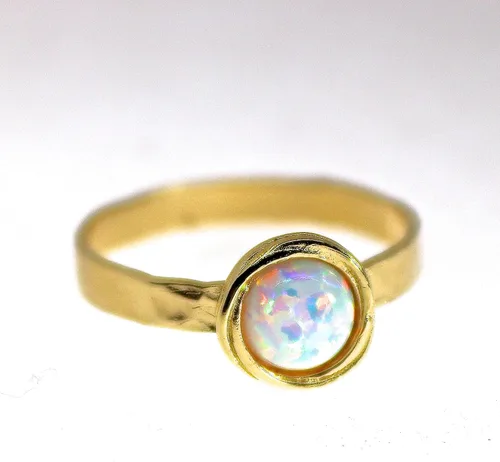 Vista 63 de Anillo de oro de piedras preciosas, anillo de piedra chapada en oro de 14 quilates, anillo de piedra apilable, anillo de oro de piedra pequeña