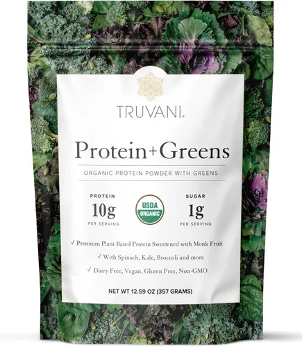 Vista 19 de Truvani Proteína en polvo de guisante vegana Banana Canela 20g de proteína vegetal orgánica 20 porciones Keto Sin gluten ni lácteos Bajo