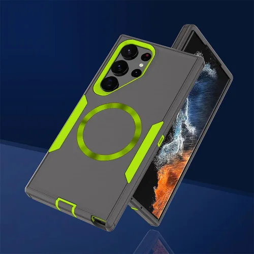 Vista 3 de Funda diseñada para Samsung Galaxy S22 Ultra, magnética, protección contra caídas de servicio pesado, protección de doble capa, compatible